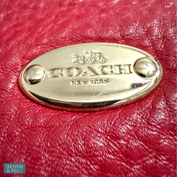 Coach Red Pebbled Leather Hobo Shoulder Bag w/ Crossbody Strap Gold Hardware - Picture 14 of 16